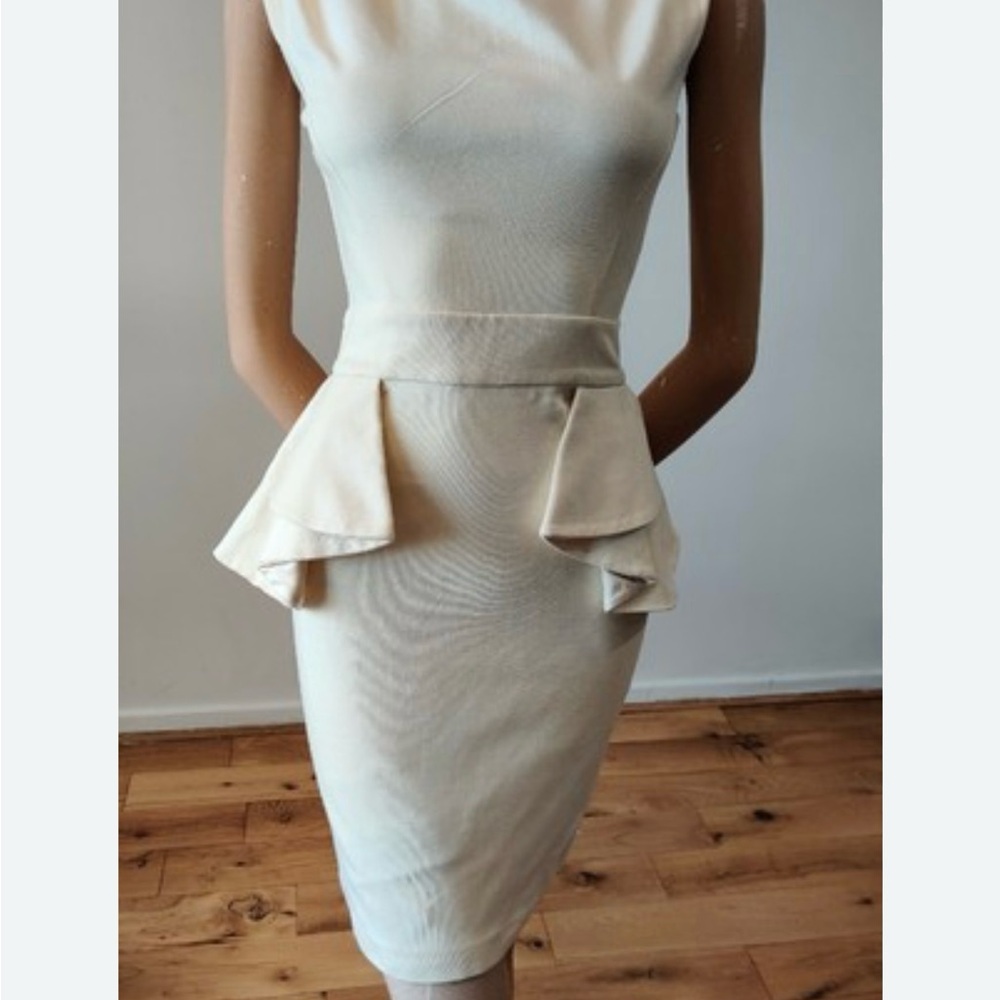 Ted Baker Judia Cream Sleeveless Peplum Midi Dress